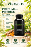 VERANOLIS Turmeric + Piperine – Daily Botanical Balance | 60 Vegan Capsules