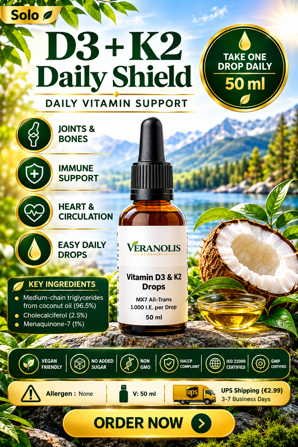 VERANOLIS D3 + K2 – Daily Drops | 50 ml