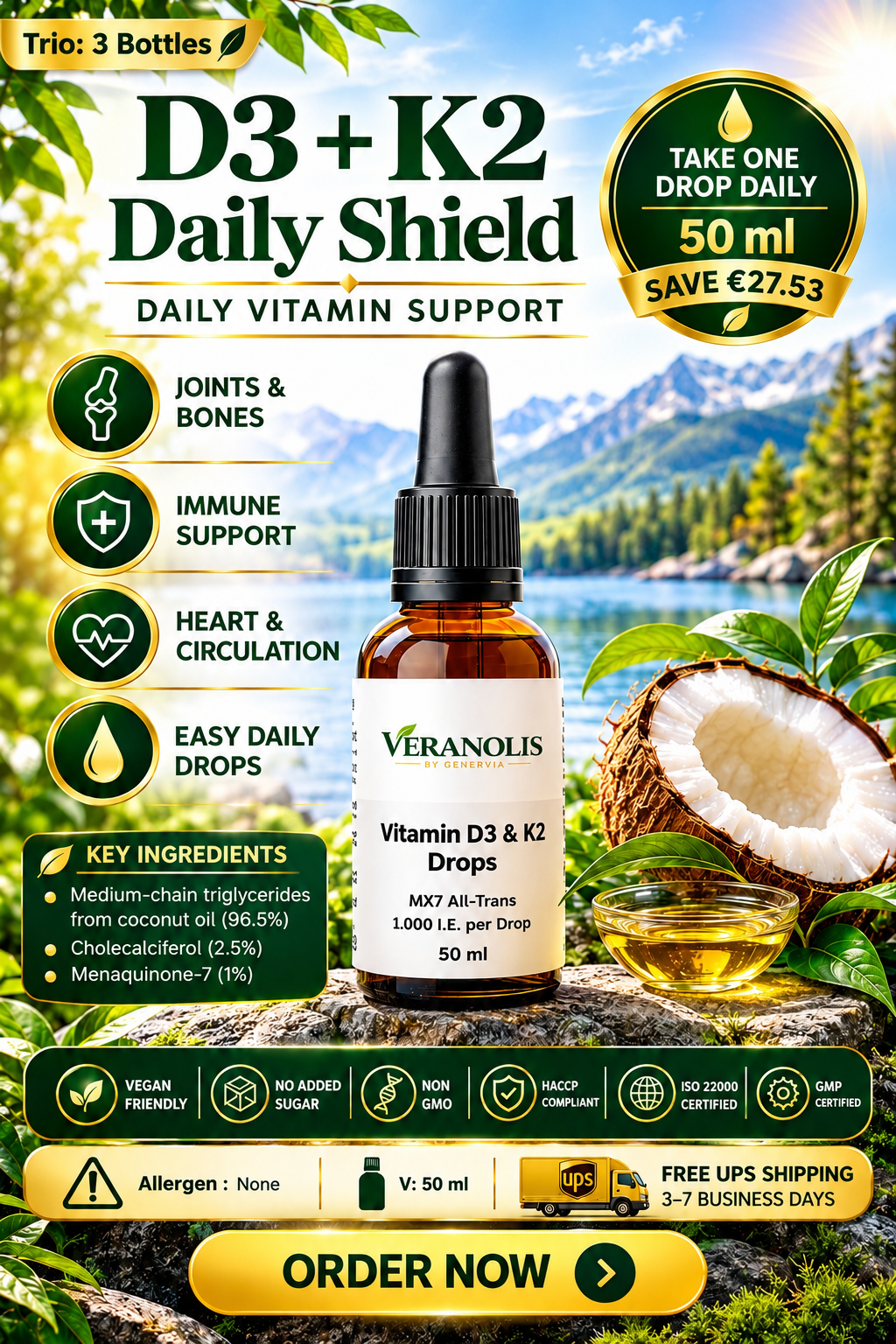 VERANOLIS D3 + K2 – Daily Drops | 50 ml