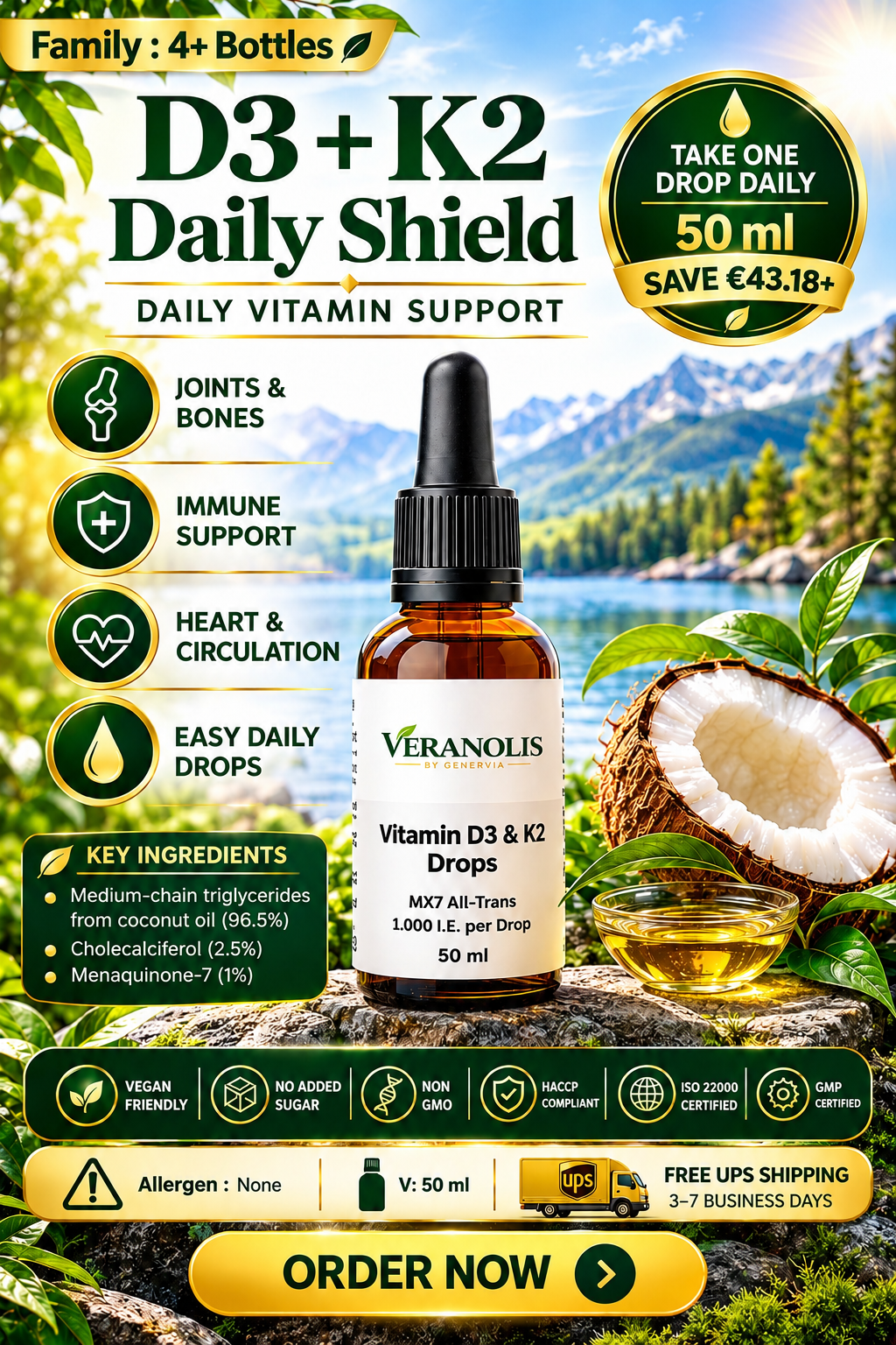 VERANOLIS D3 + K2 – Daily Drops | 50 ml