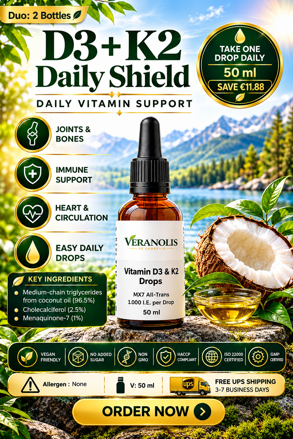 VERANOLIS D3 + K2 – Daily Drops | 50 ml
